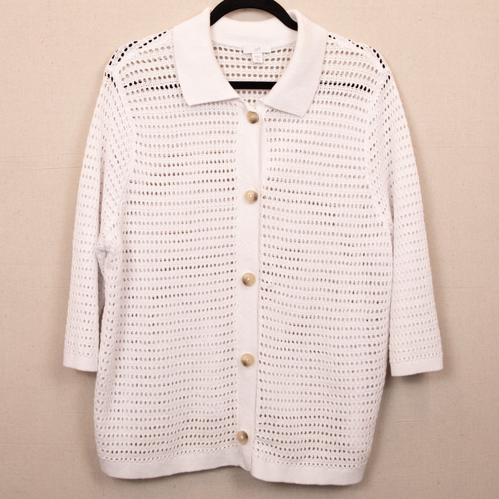 J. Jill open knit button down white cardigan-XL P